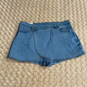 New Women XL blue Denim Wrap Skort
